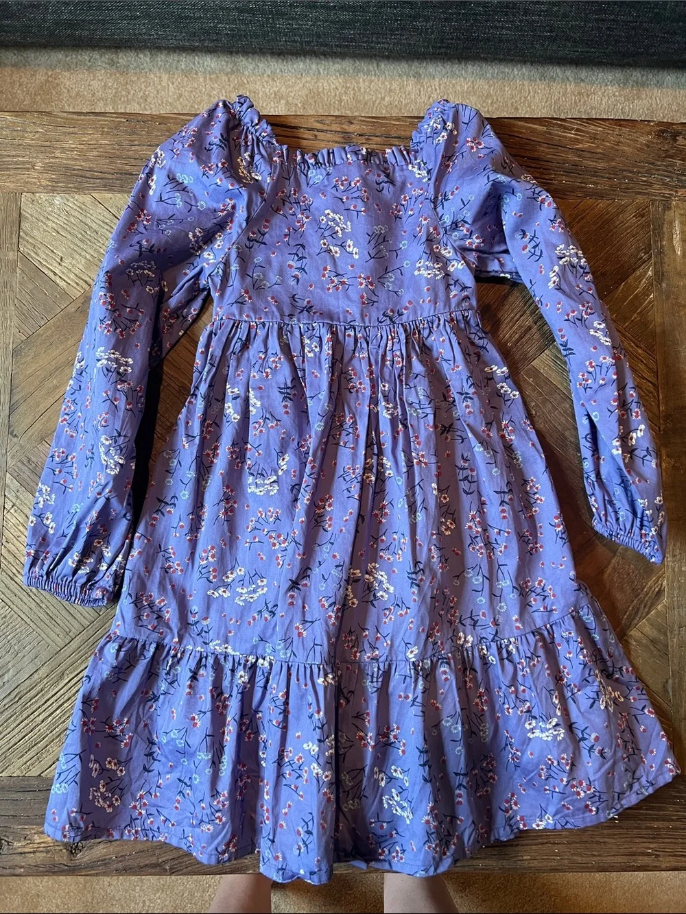 Nordstrom Purple Floral Smocked Long-Sleeve Dress for Girls